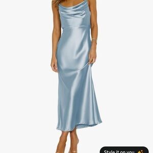Elegant Blue Satin Dress